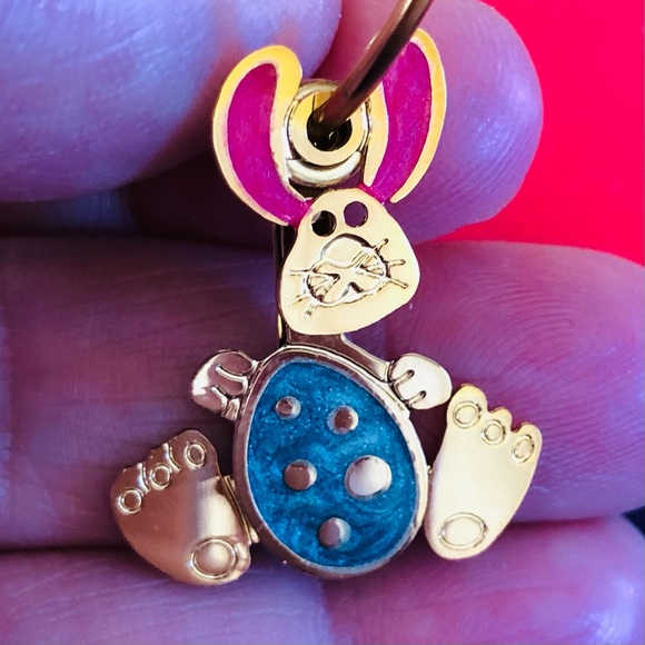 Contemporary Vintage Gold Tone Hoop and Easter Bunny Pierced Earrings - Picture 2 of 3